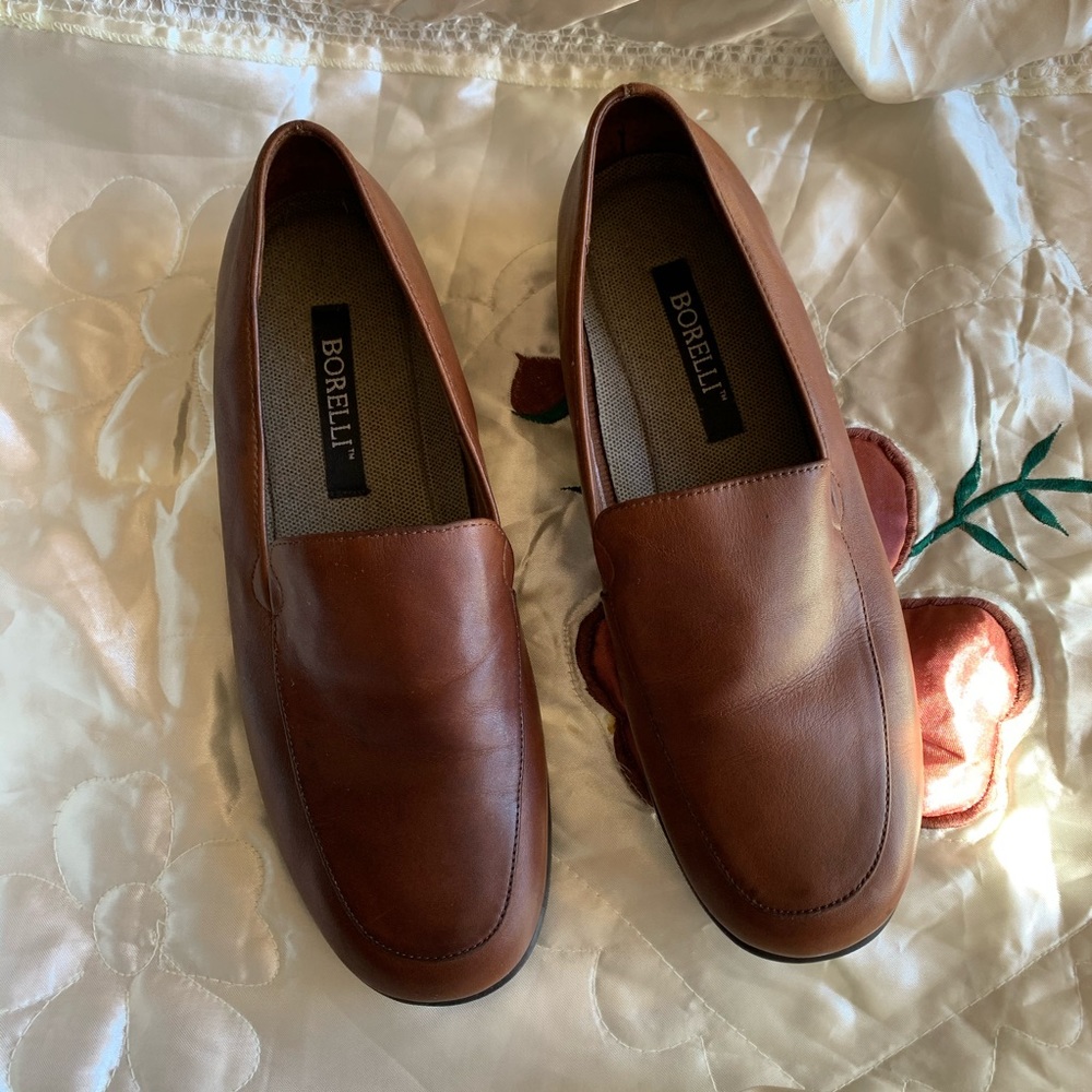 Borelli Women’s Brown Leather Slip-On Shoes